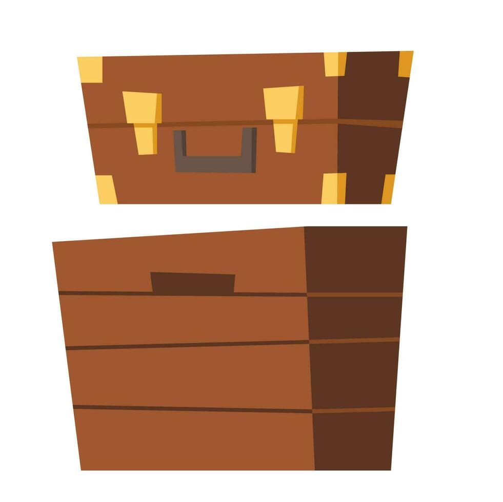Vector old suitcase and wooden chest