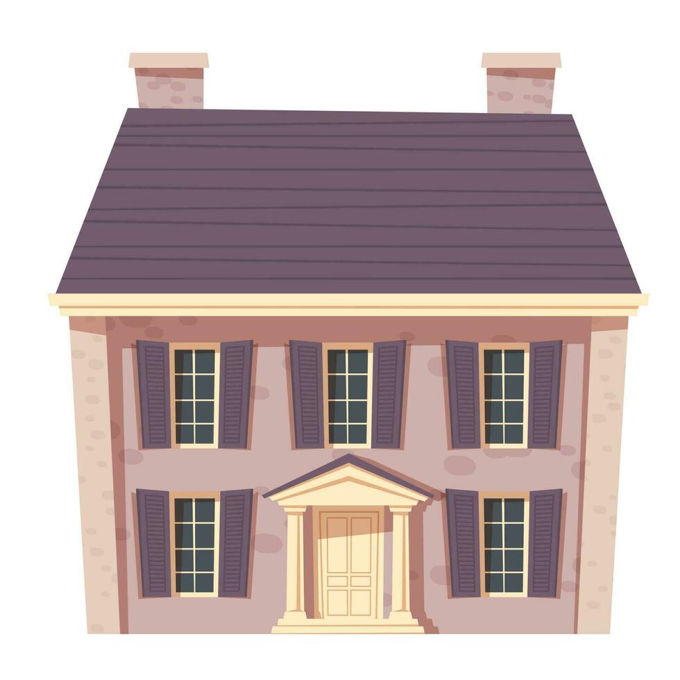 Urban retro colonial style building cartoon vector