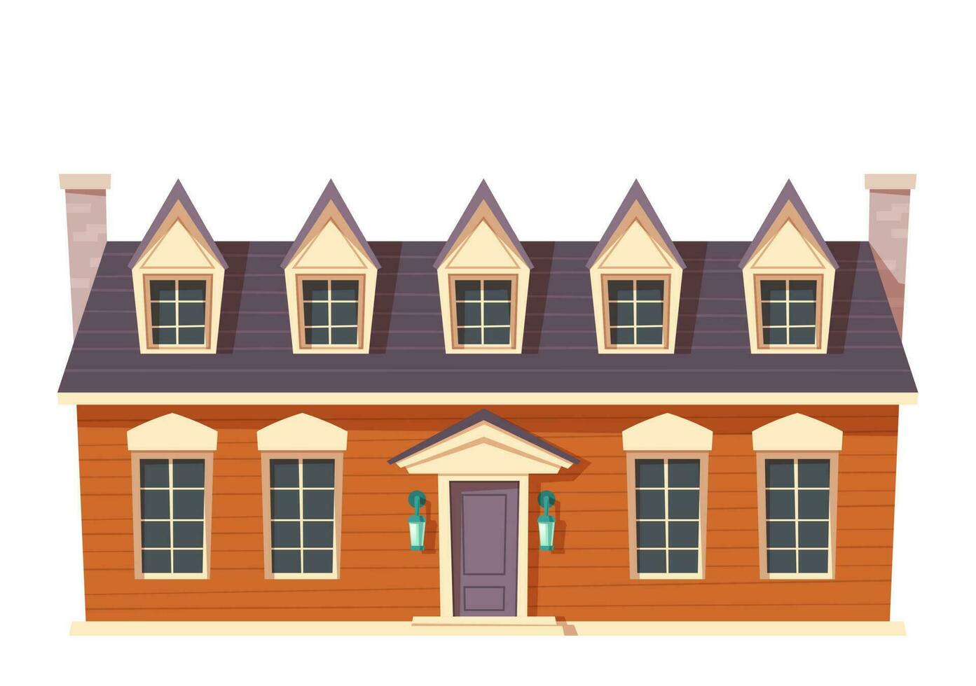 Urban retro colonial style building cartoon vector