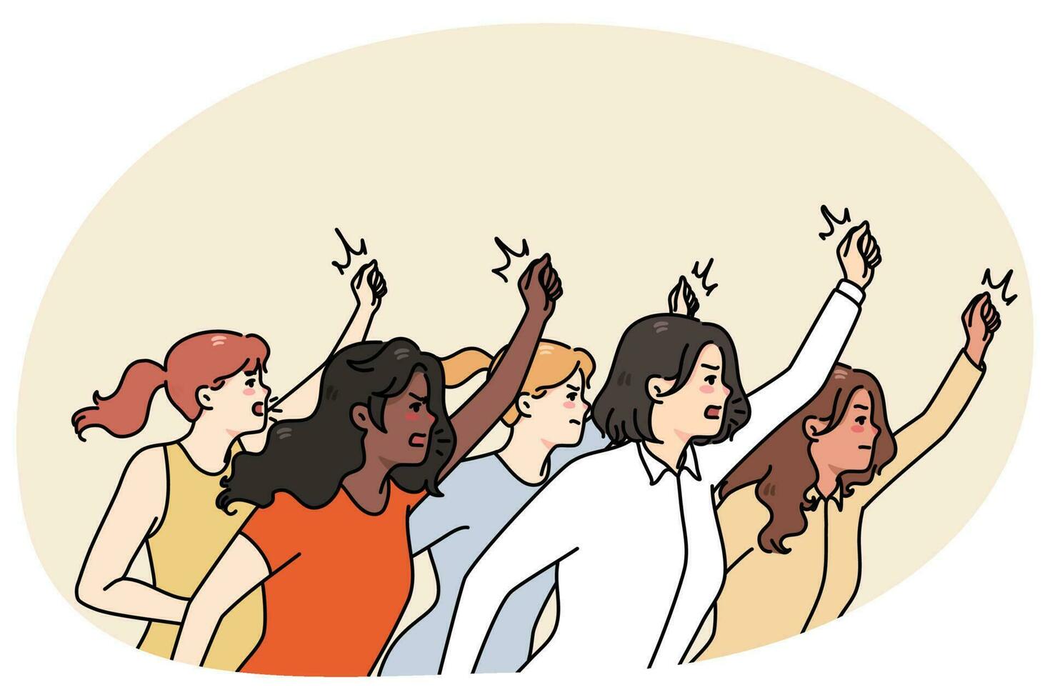 Women activist on protest for equal rights vector