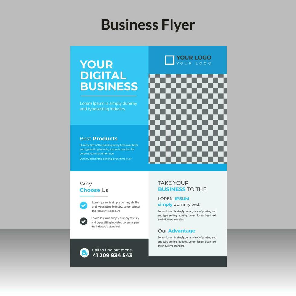 Corporate business flyer design template and digital marketing agency with gold geometric shapes and creative professional attractive minimal abstract flyer template in A4 size vector