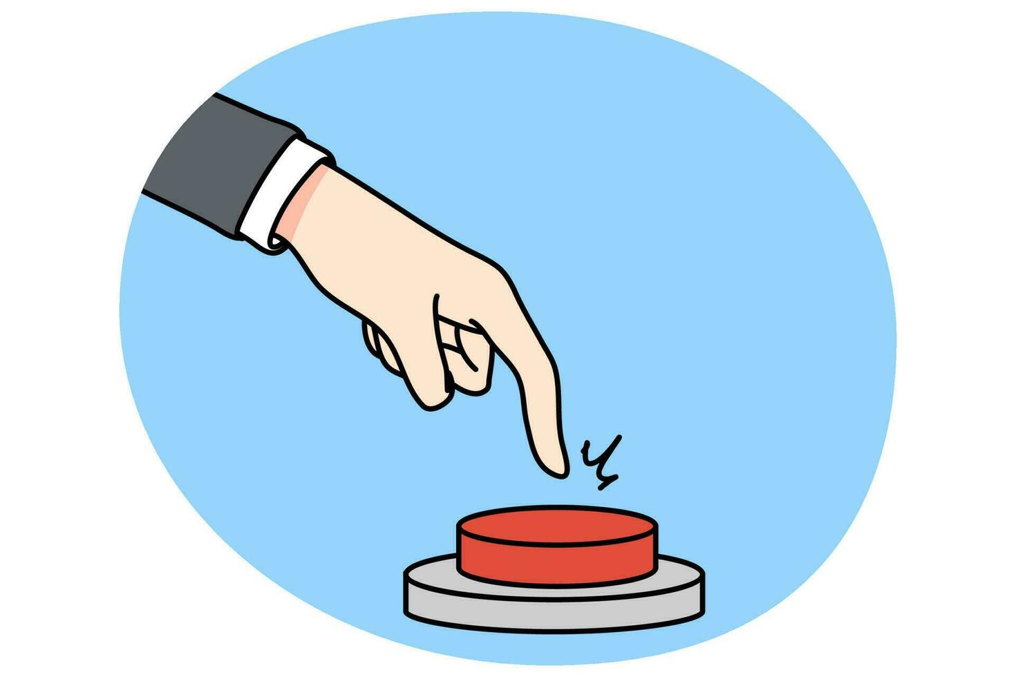 Businessman hand ready to press warning button vector