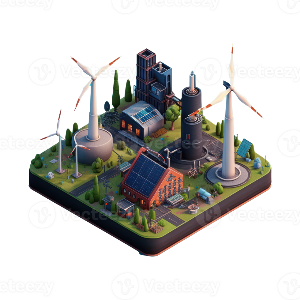 rinnovabile energia con verde energia come vento turbine e solare pannelli . ai generato png