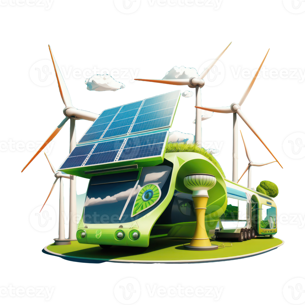 renewable energy with green energy as wind turbines and solar panels . png