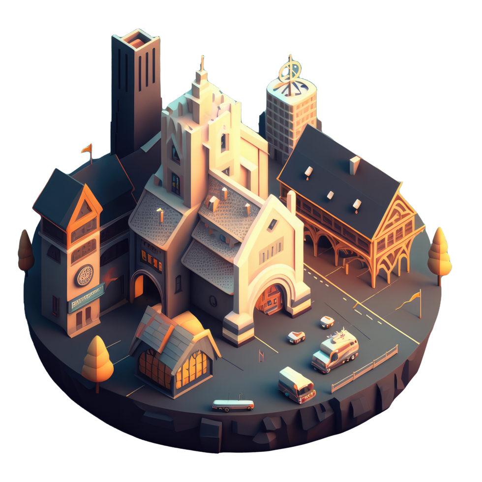 medieval city isometric png