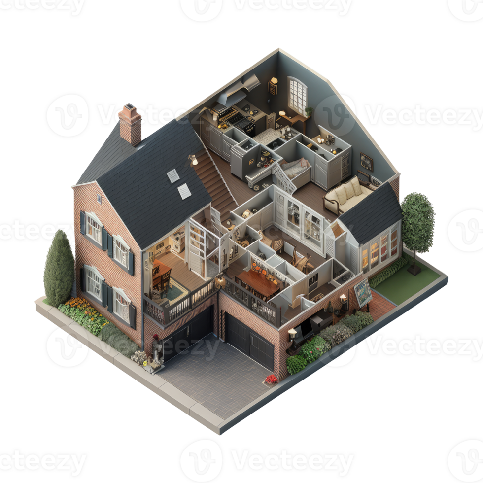 isometric view of a townhome . png