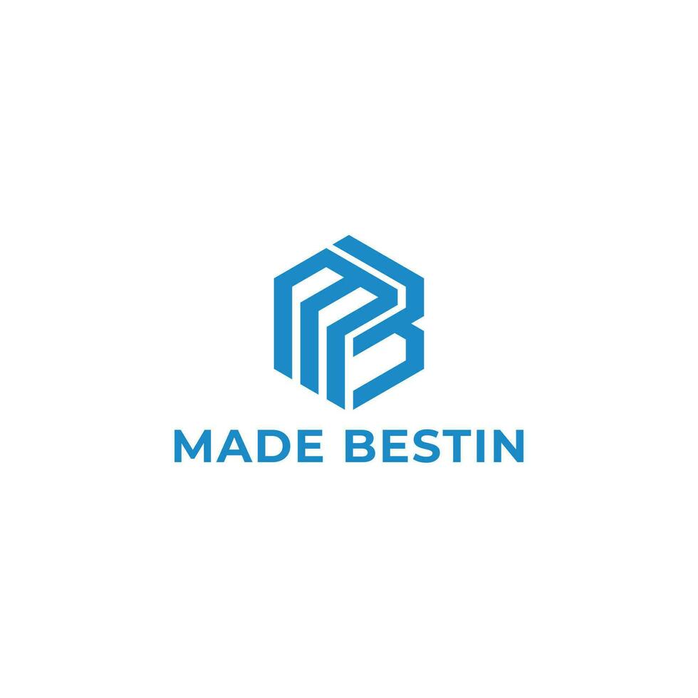 Abstract initial letter MB or BM logo in blue color isolated in white background. m b mb bm initial logo design vector symbol graphic idea creative