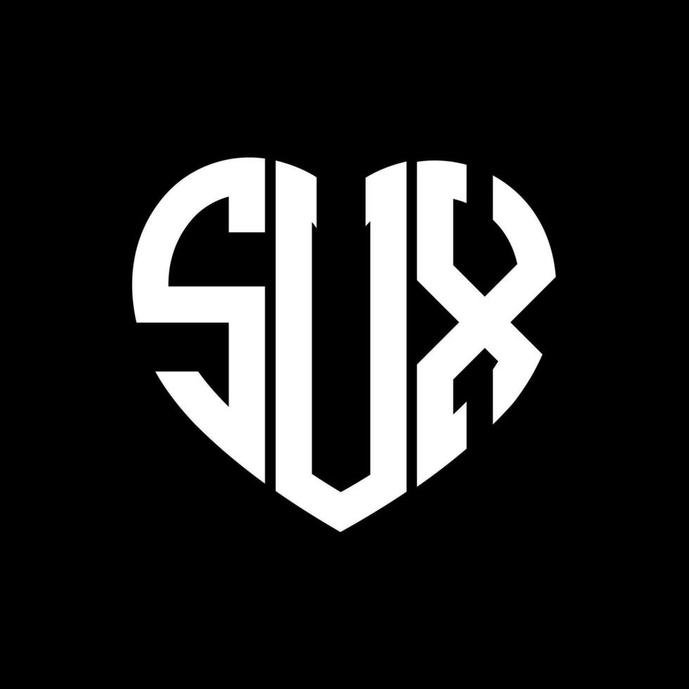 SUX creative love shape monogram letter logo. SUX Unique modern flat abstract vector letter logo design.