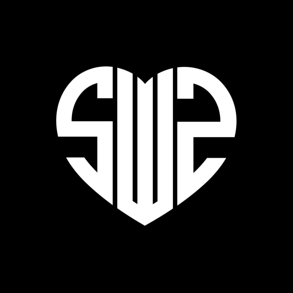 SWZ creative love shape monogram letter logo. SWZ Unique modern flat abstract vector letter logo design.