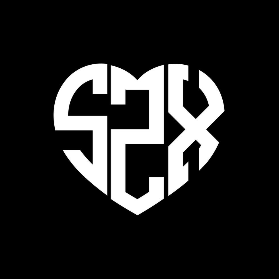 SZX creative love shape monogram letter logo. SZX Unique modern flat abstract vector letter logo design.