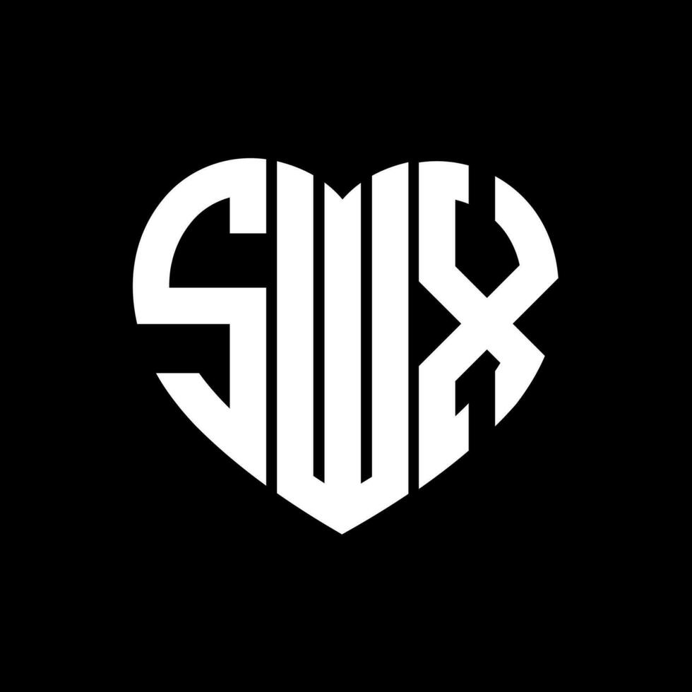 SWX creative love shape monogram letter logo. SWX Unique modern flat abstract vector letter logo design.