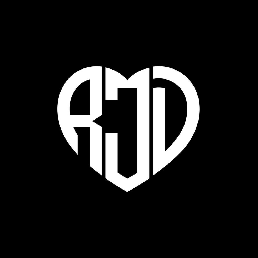 RJD creative love shape monogram letter logo. RJD Unique modern flat abstract vector letter logo design.