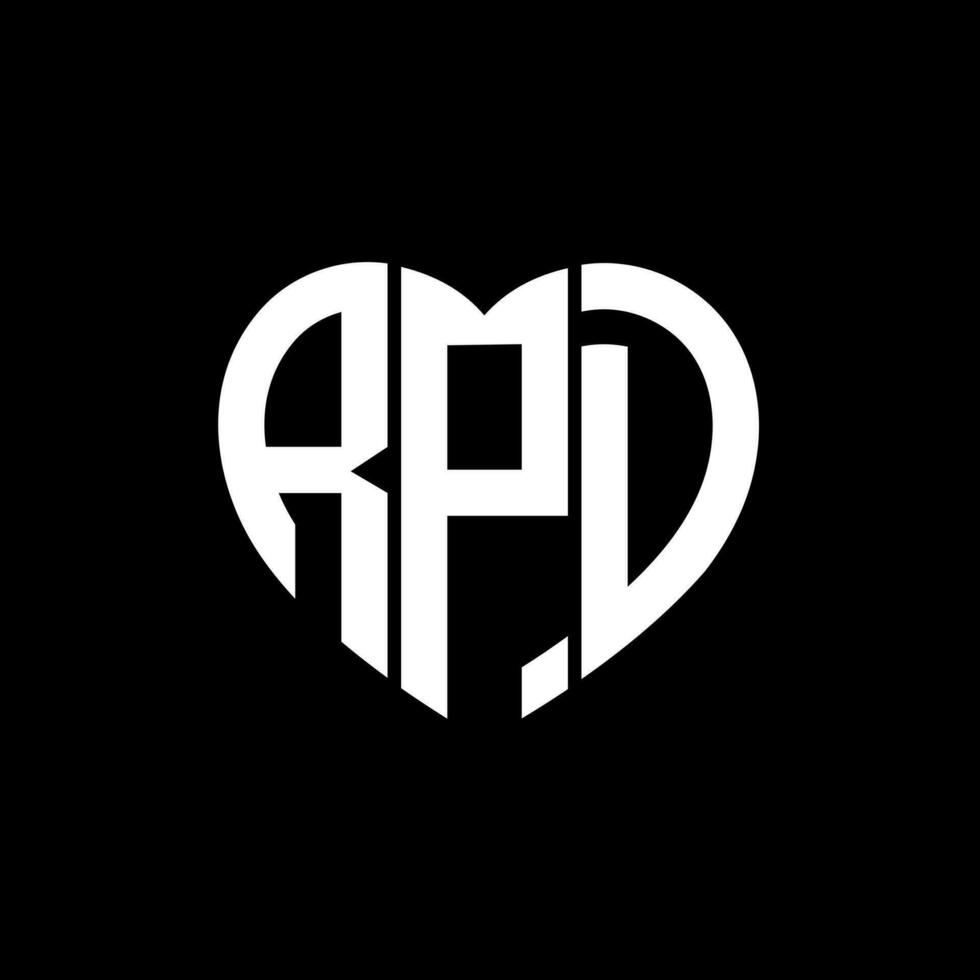 RPD creative love shape monogram letter logo. RPD Unique modern flat abstract vector letter logo design.