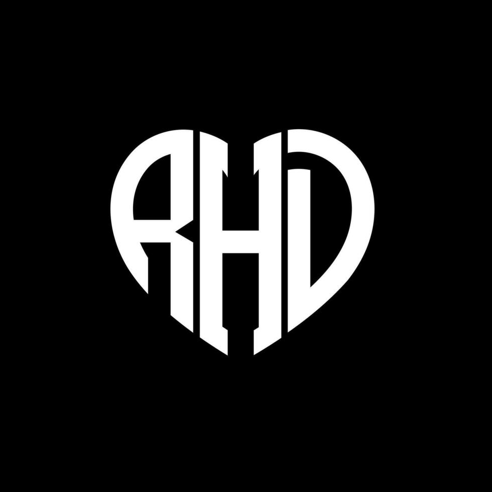 RHD creative love shape monogram letter logo. RHD Unique modern flat abstract vector letter logo design.