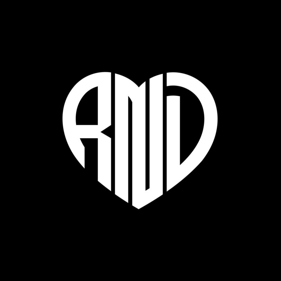 RND creative love shape monogram letter logo. RND Unique modern flat abstract vector letter logo design.