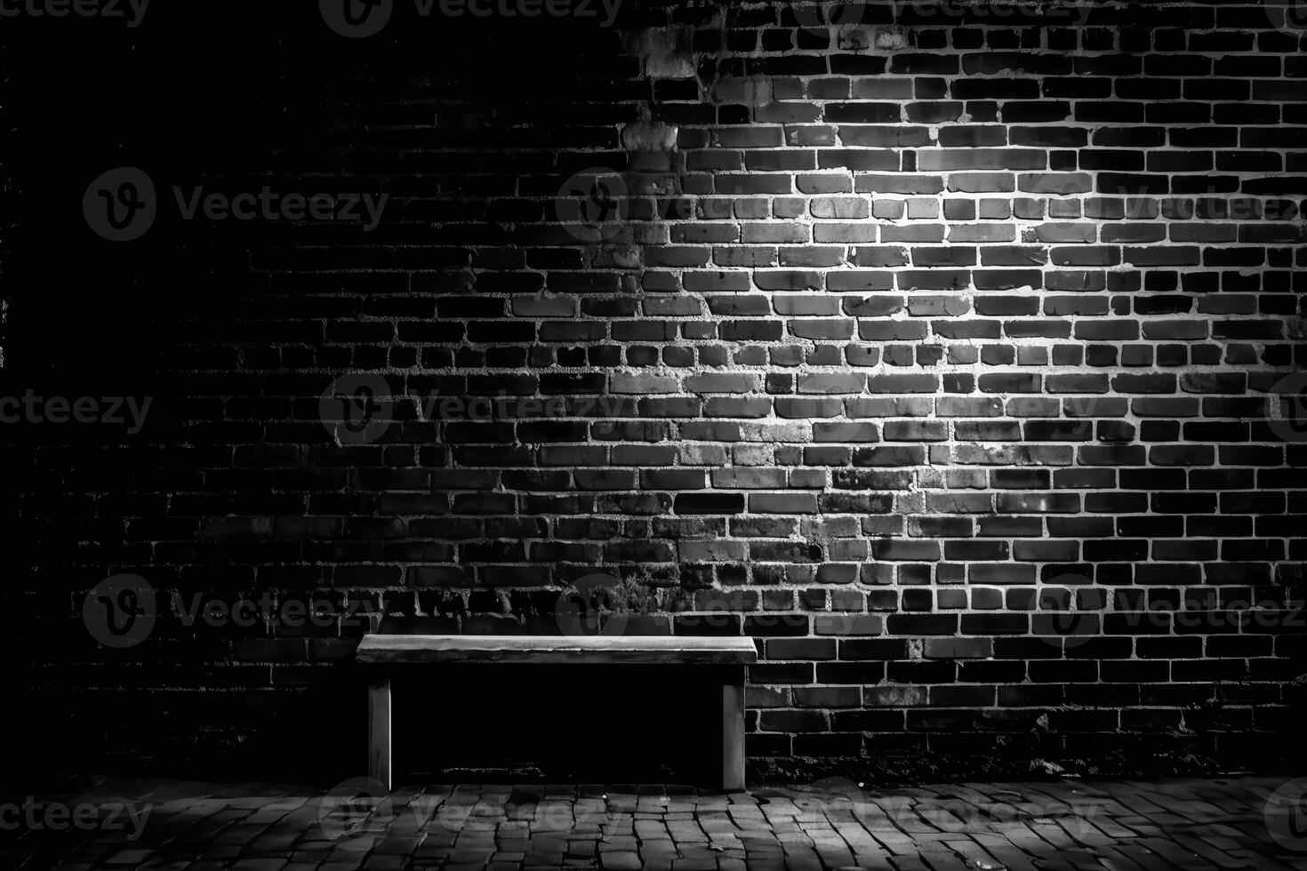 Monochromatic image of a brick wall in a high contrast black and white. photo