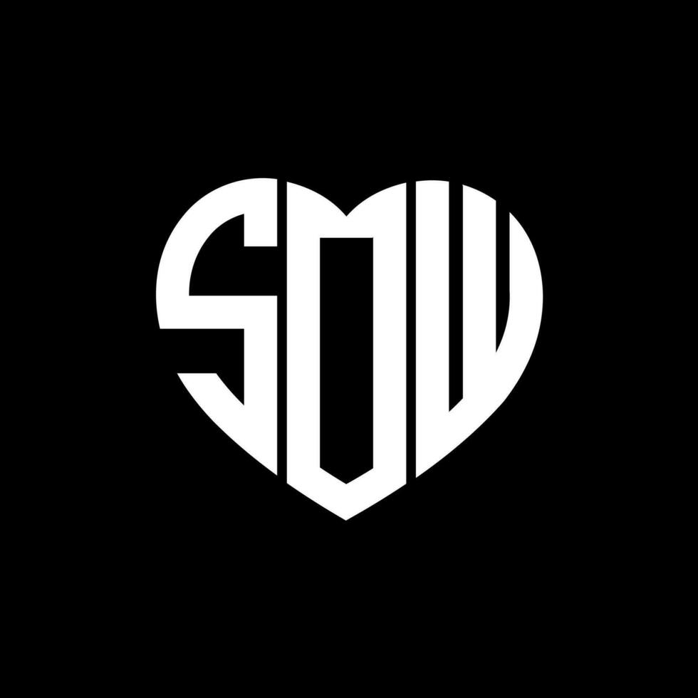 SOW creative love shape monogram letter logo. SOW Unique modern flat abstract vector letter logo design.