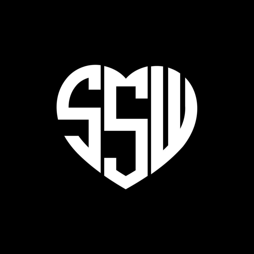 ssw creativo amor forma monograma letra logo. ssw único moderno plano resumen vector letra logo diseño.