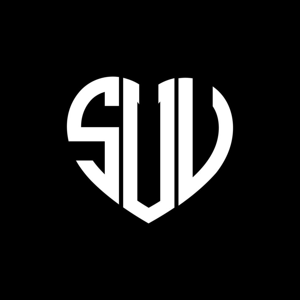 SUV creative love shape monogram letter logo. SUV Unique modern flat abstract vector letter logo design.