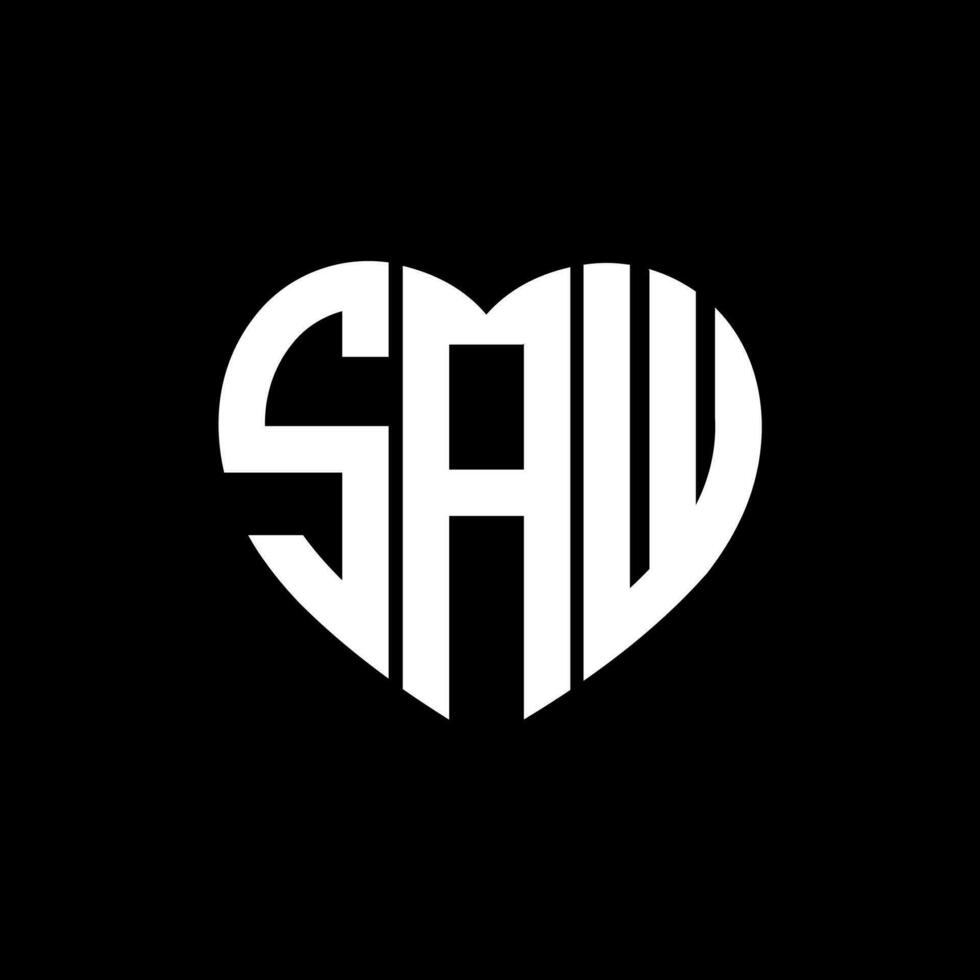 SAW creative love shape monogram letter logo. SAW Unique modern flat abstract vector letter logo design.