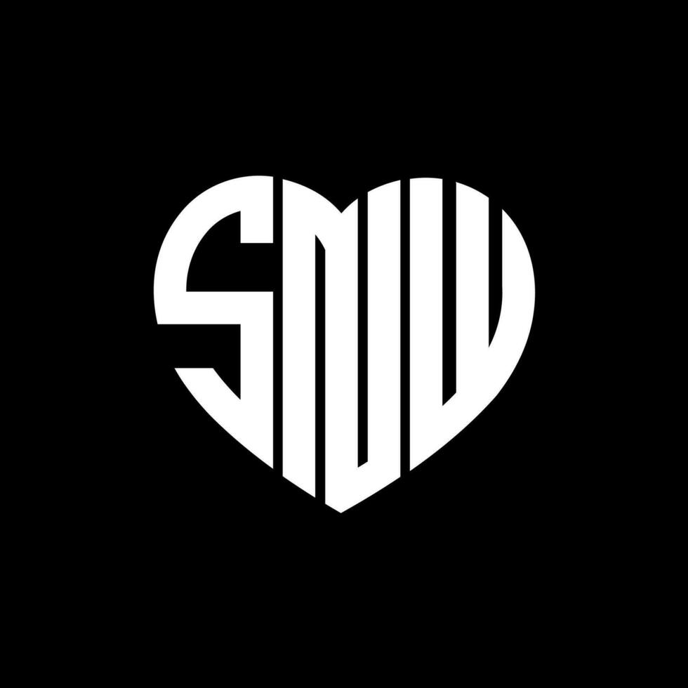 SNW creative love shape monogram letter logo. SNW Unique modern flat abstract vector letter logo design.