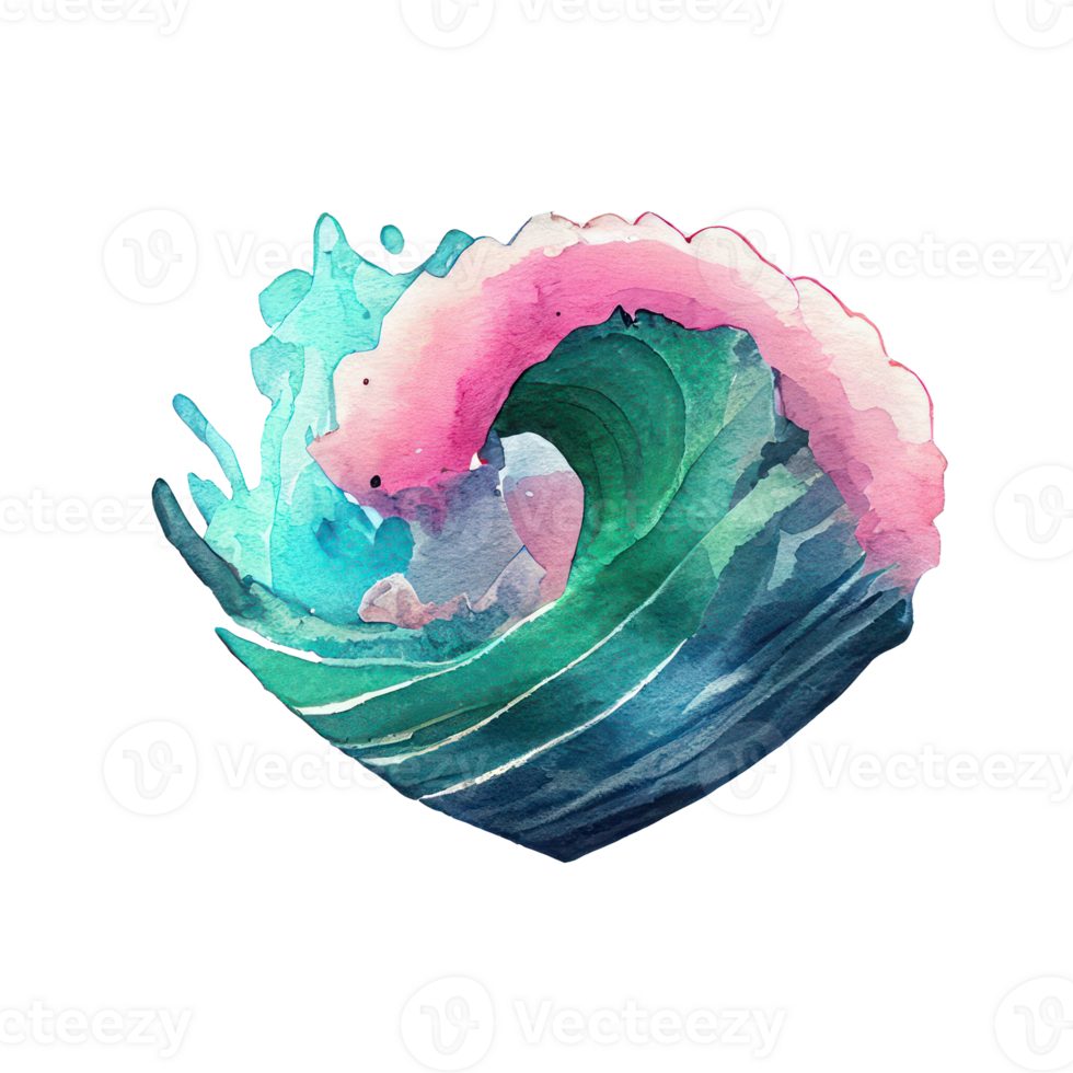 watercolor heart on stormy sea . png