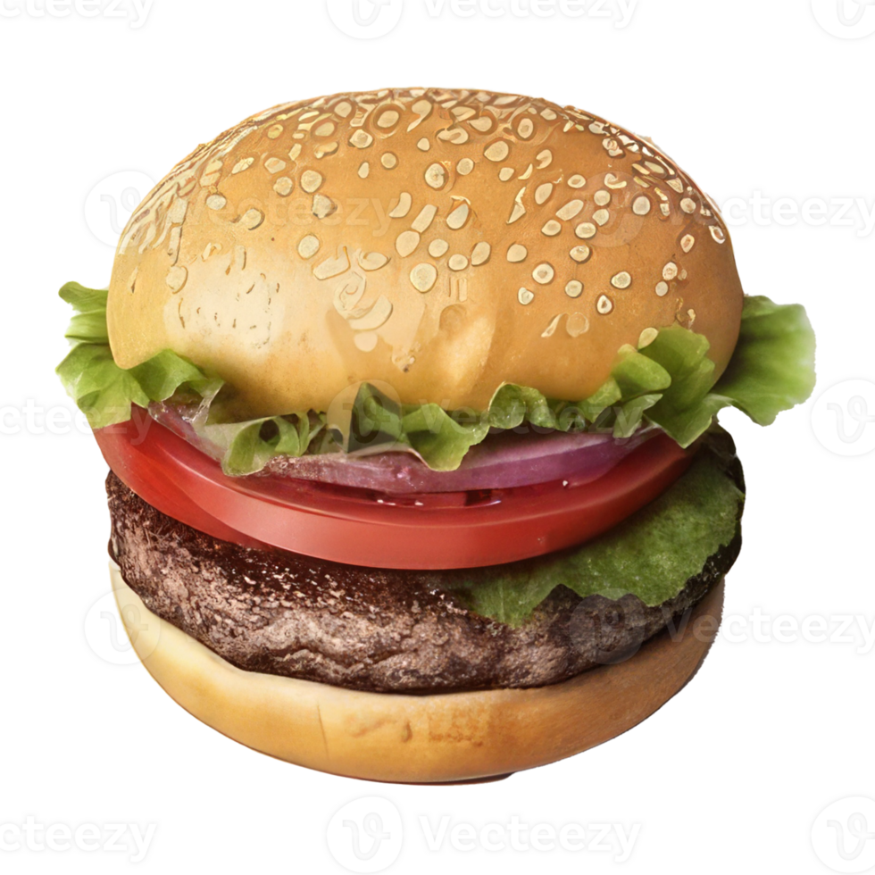 burger with meat, tomato, lettuce, cheese, and sauce . png