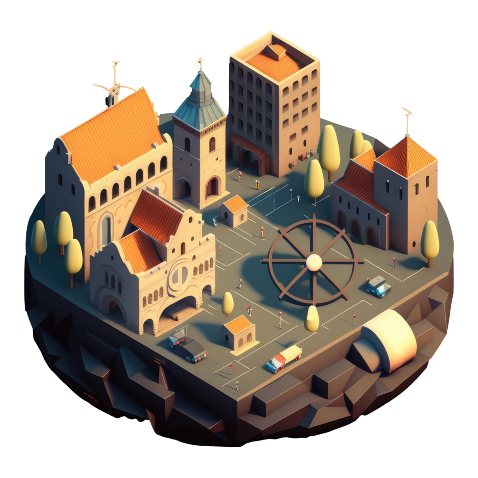 medieval city isometric png