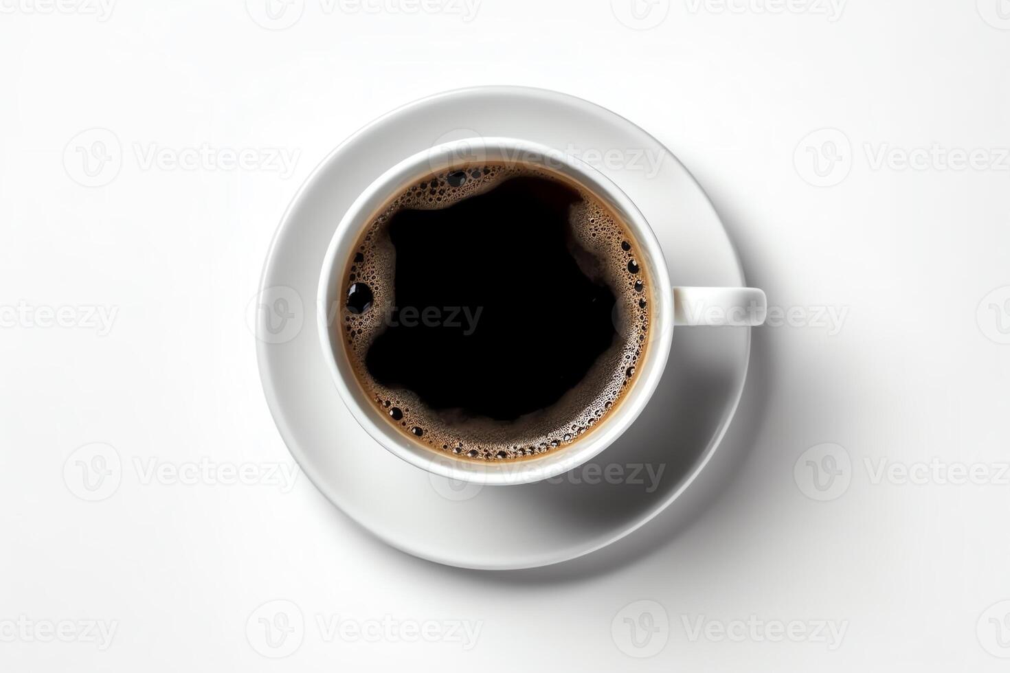 Coffee cup isolated on a white background coffee cup mug with hot black coffee isolated design element top view. photo