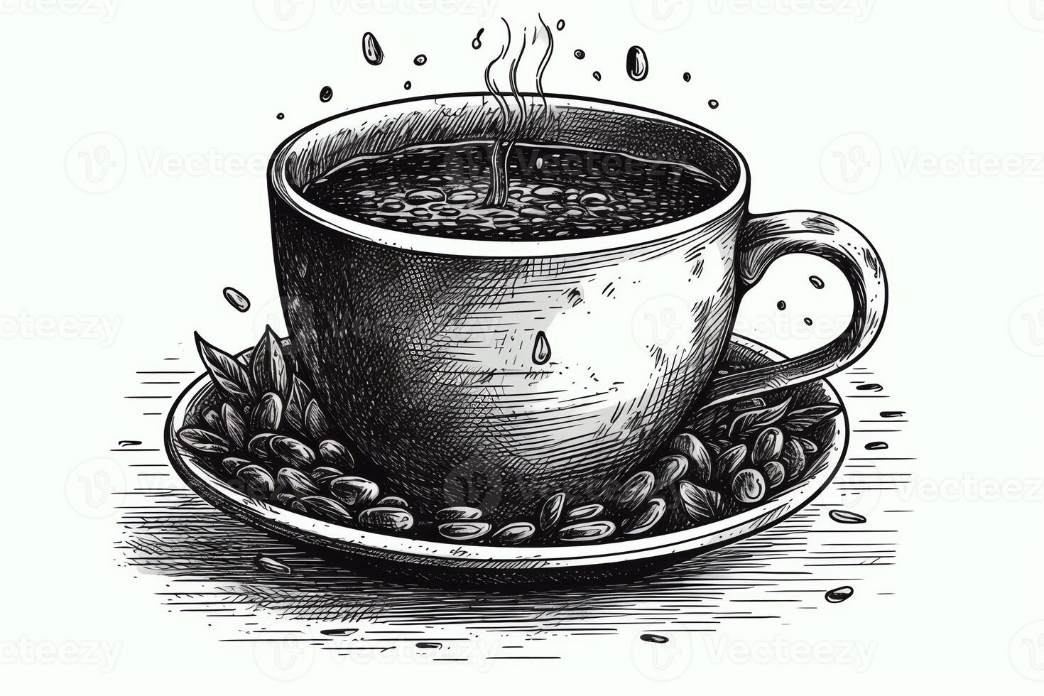 Coffee mug hand drawn illustration. photo