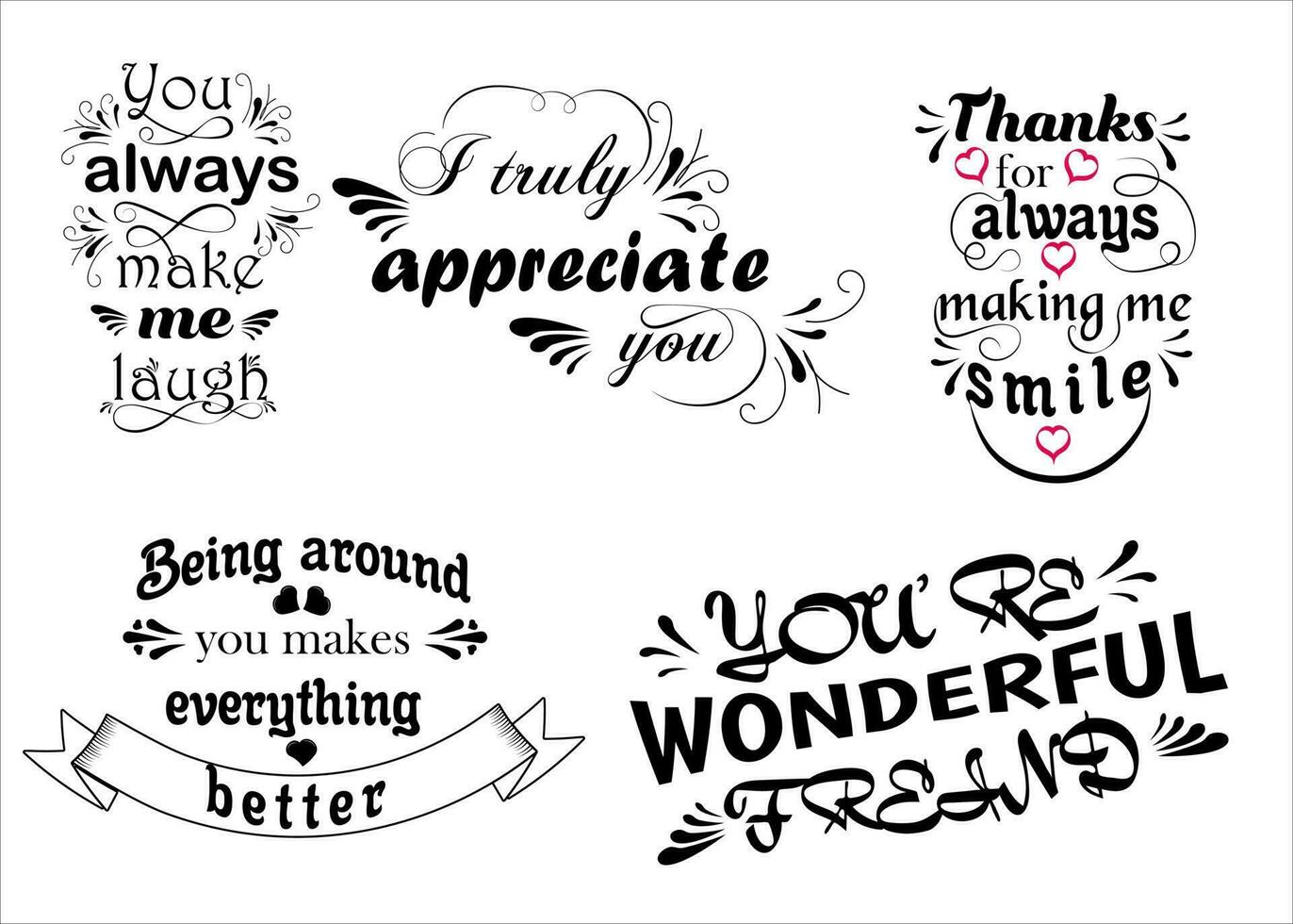 lettering set of phrases of compliments vector