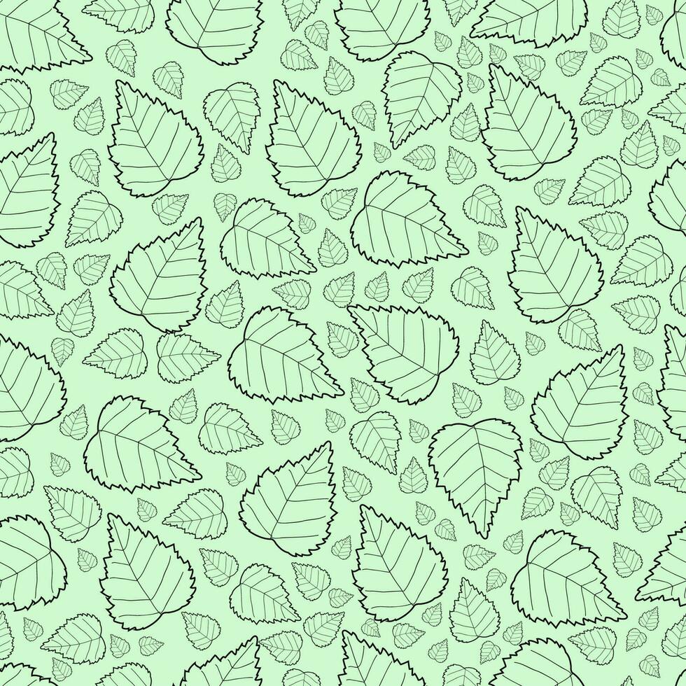 seamless pattern with birch leaves vector