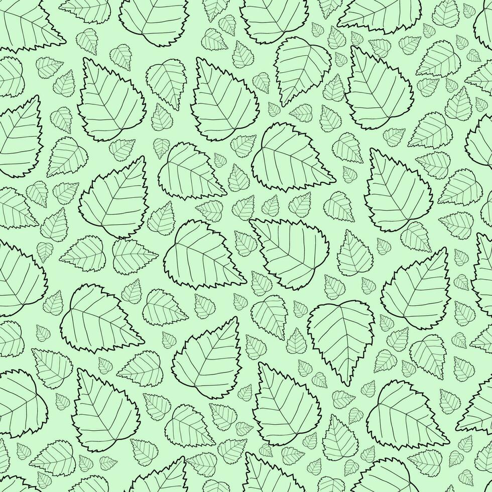 seamless pattern with birch leaves vector