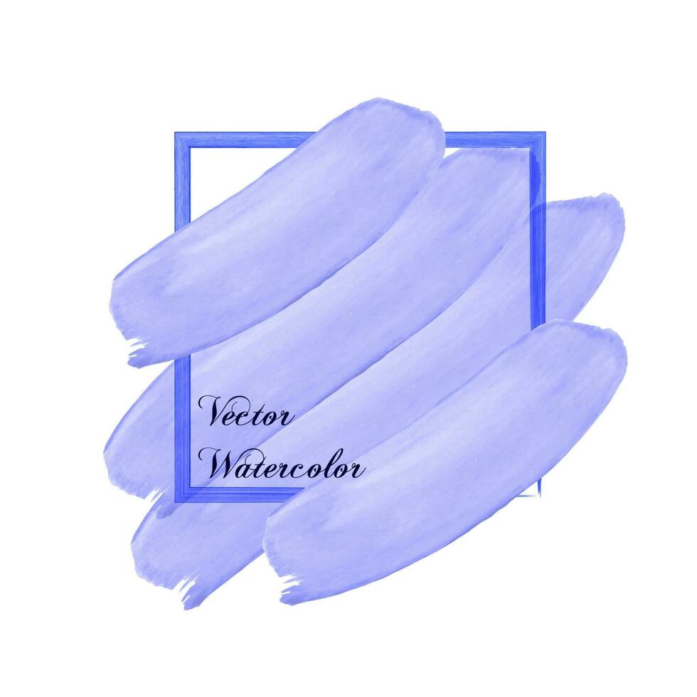 Frame with blue watercolor brush strokes vector
