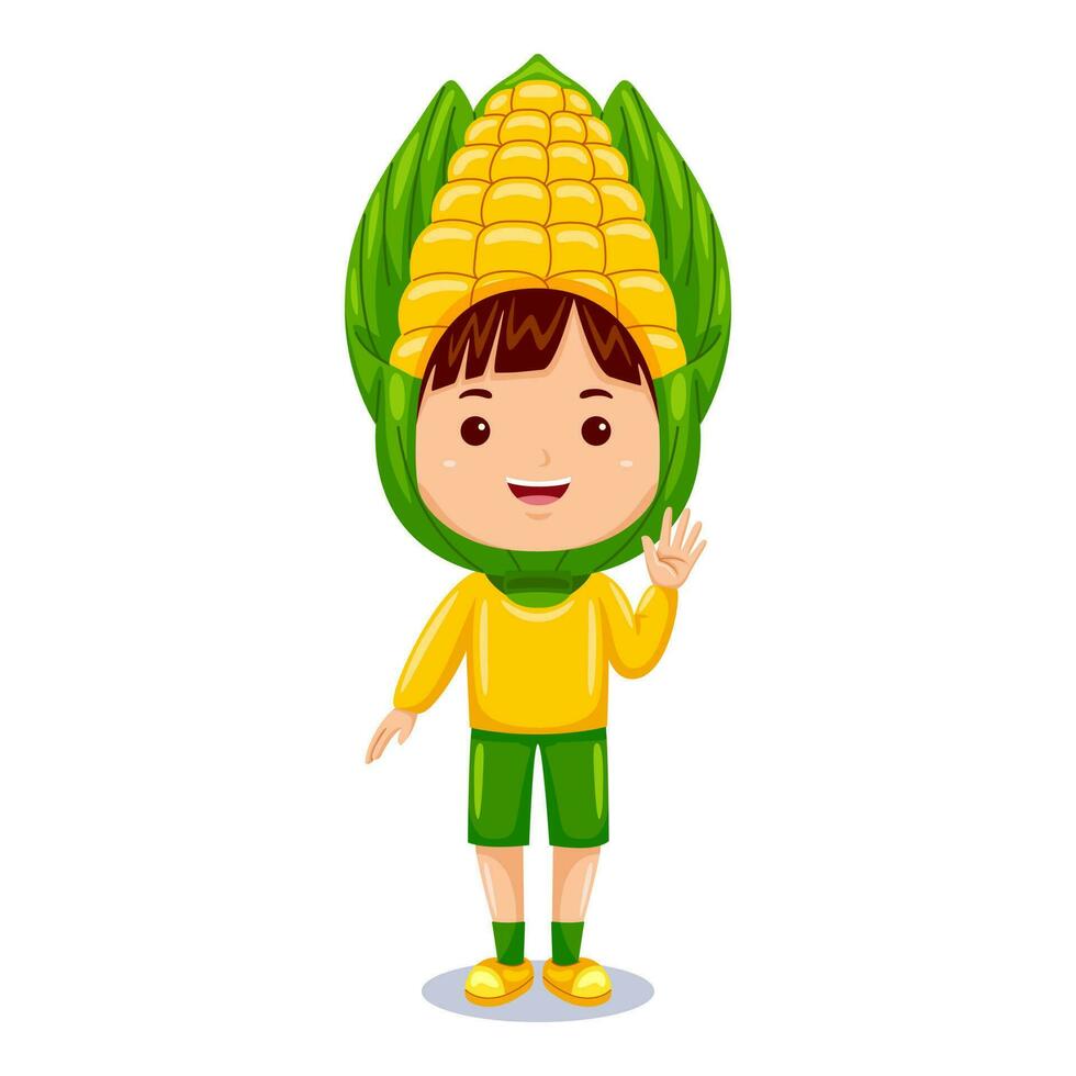 boy kids corn character costume vector