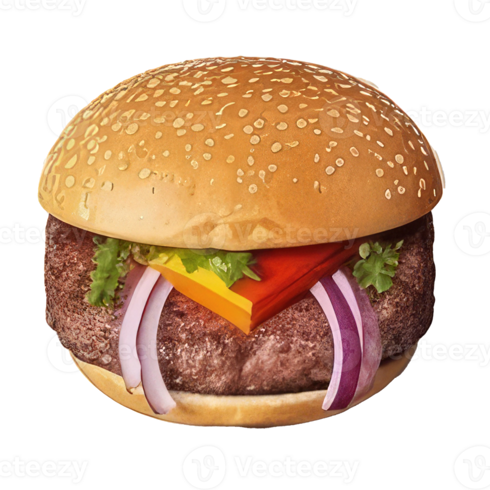 burger with meat, tomato, lettuce, cheese, and sauce . png