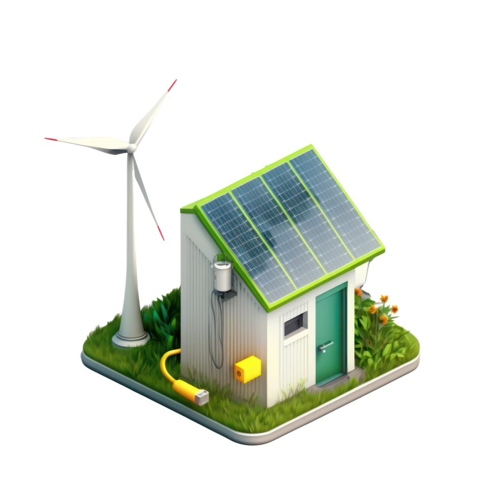 renovable energía con verde energía como viento turbinas y solar paneles . ai generado png