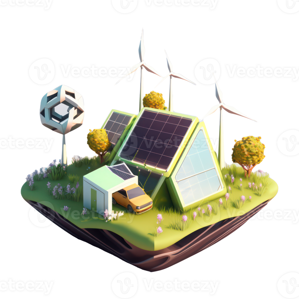 renewable energy with green energy as wind turbines and solar panels . png