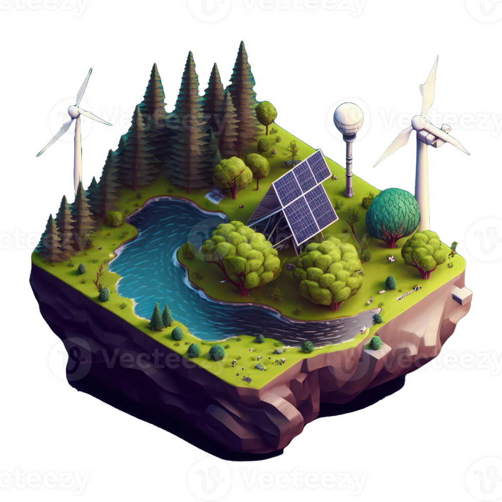 renewable energy with green energy as wind turbines and solar panels . png