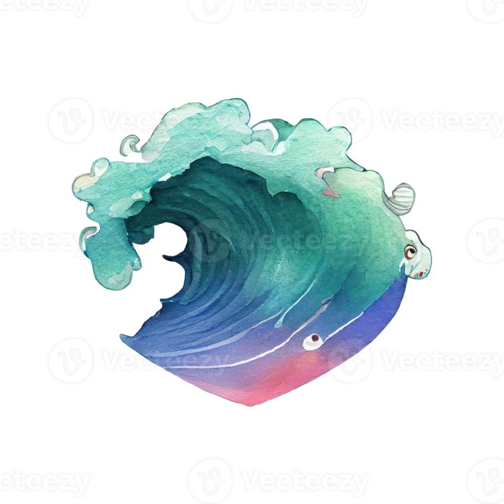 watercolor heart on stormy sea . png