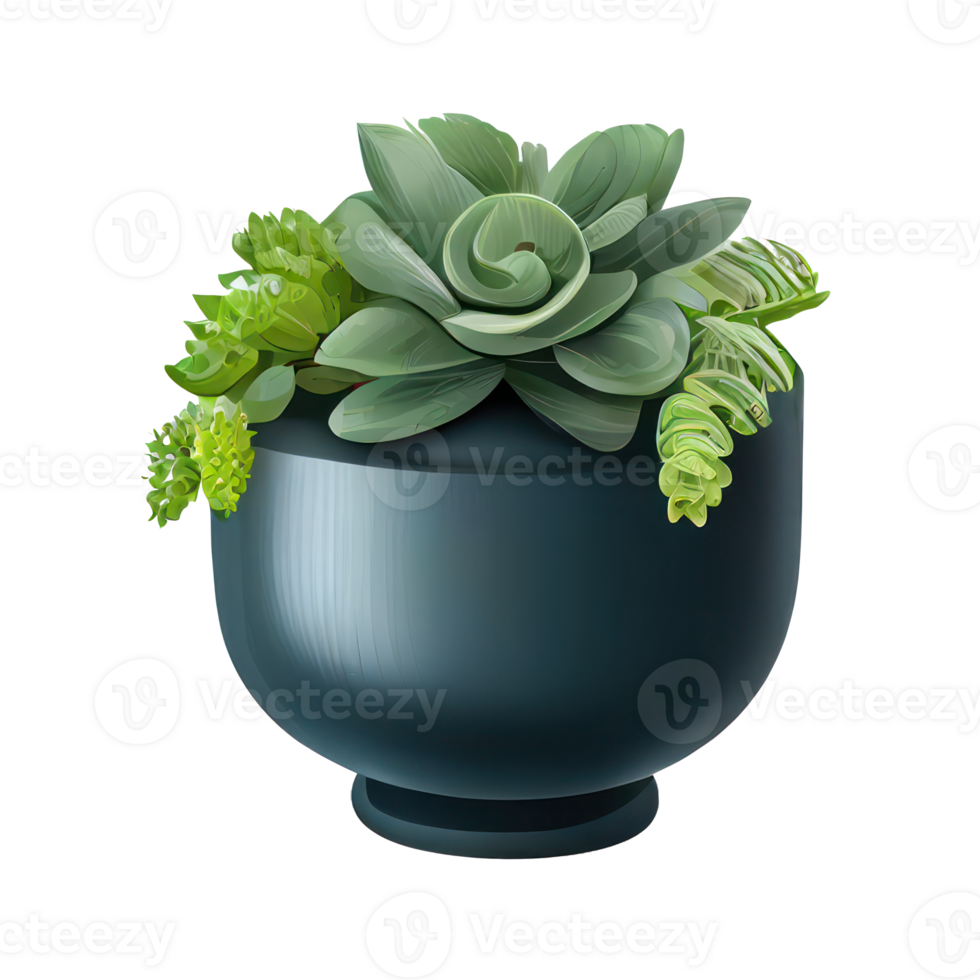 Beautiful plants in ceramic pots . png