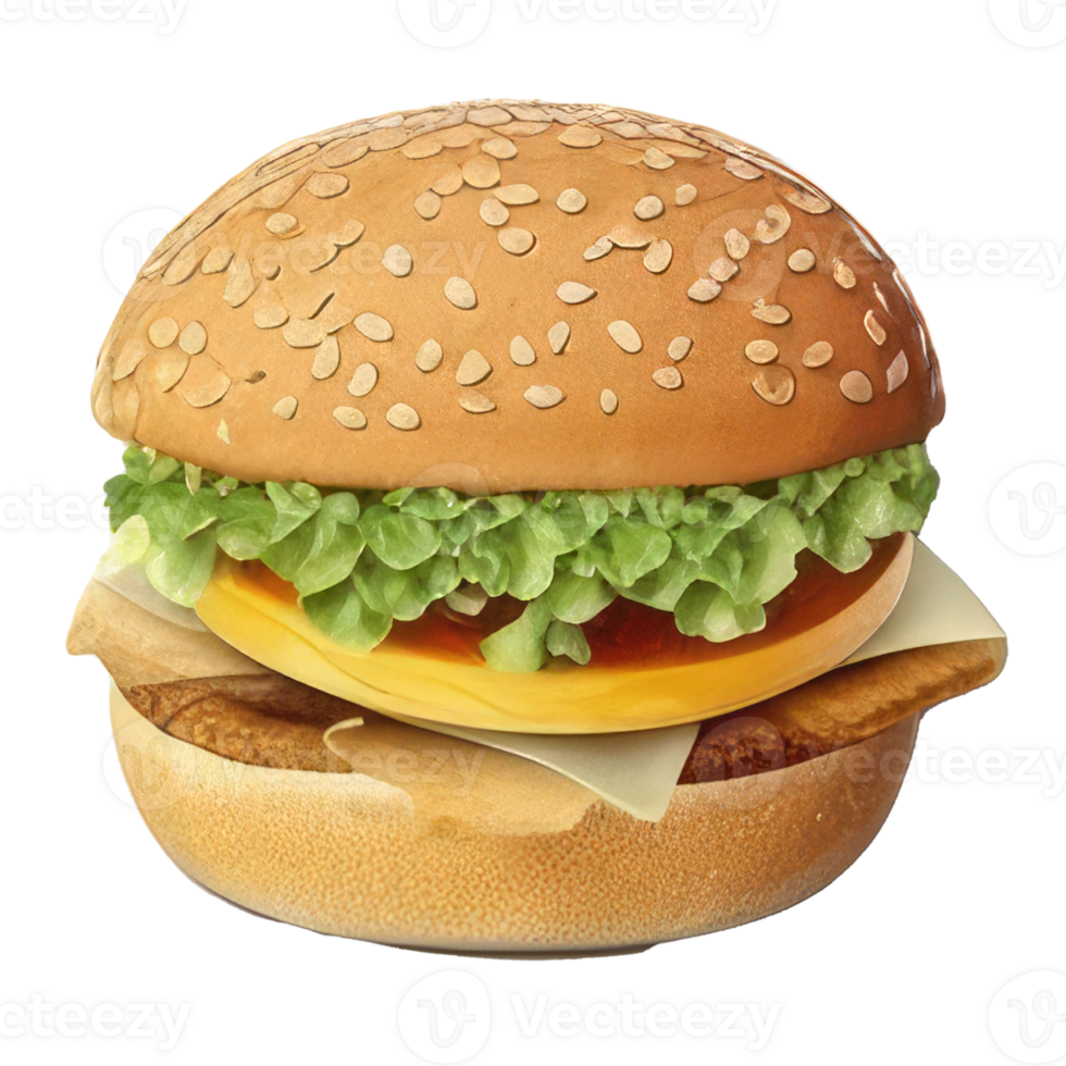 hamburguesa con carne, tomate, lechuga, queso, y salsa . ai generado png