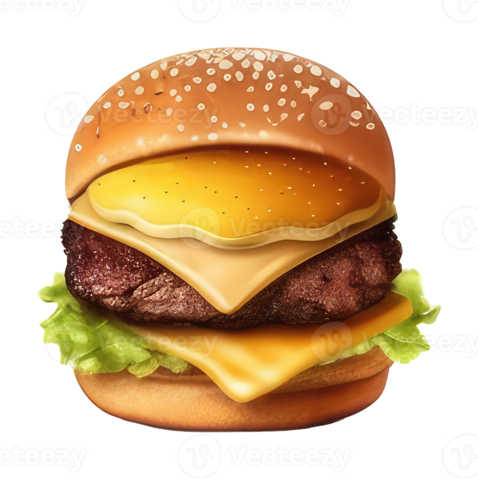 burger with meat, tomato, lettuce, cheese, and sauce . png