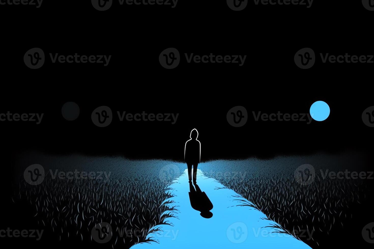 Depression and feeling alone blue left out loneliness major depressive episode mde in simple graphic design style black and neutral colors high contrast symbolic ai. photo