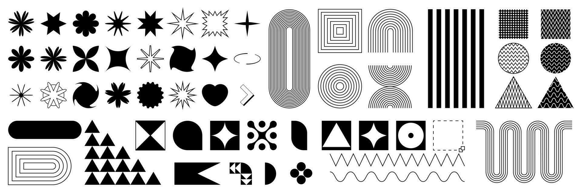 Abstract geometric brutalism figures and shapes. Bauhaus retro design