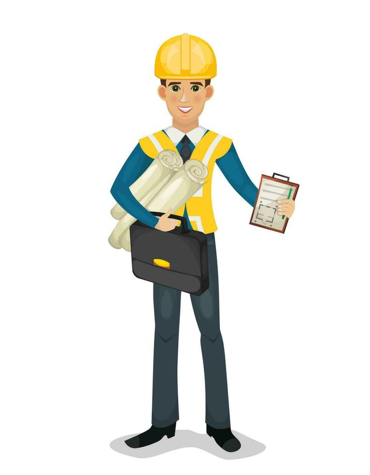 civil ingeniero personaje aislado vector ilustración