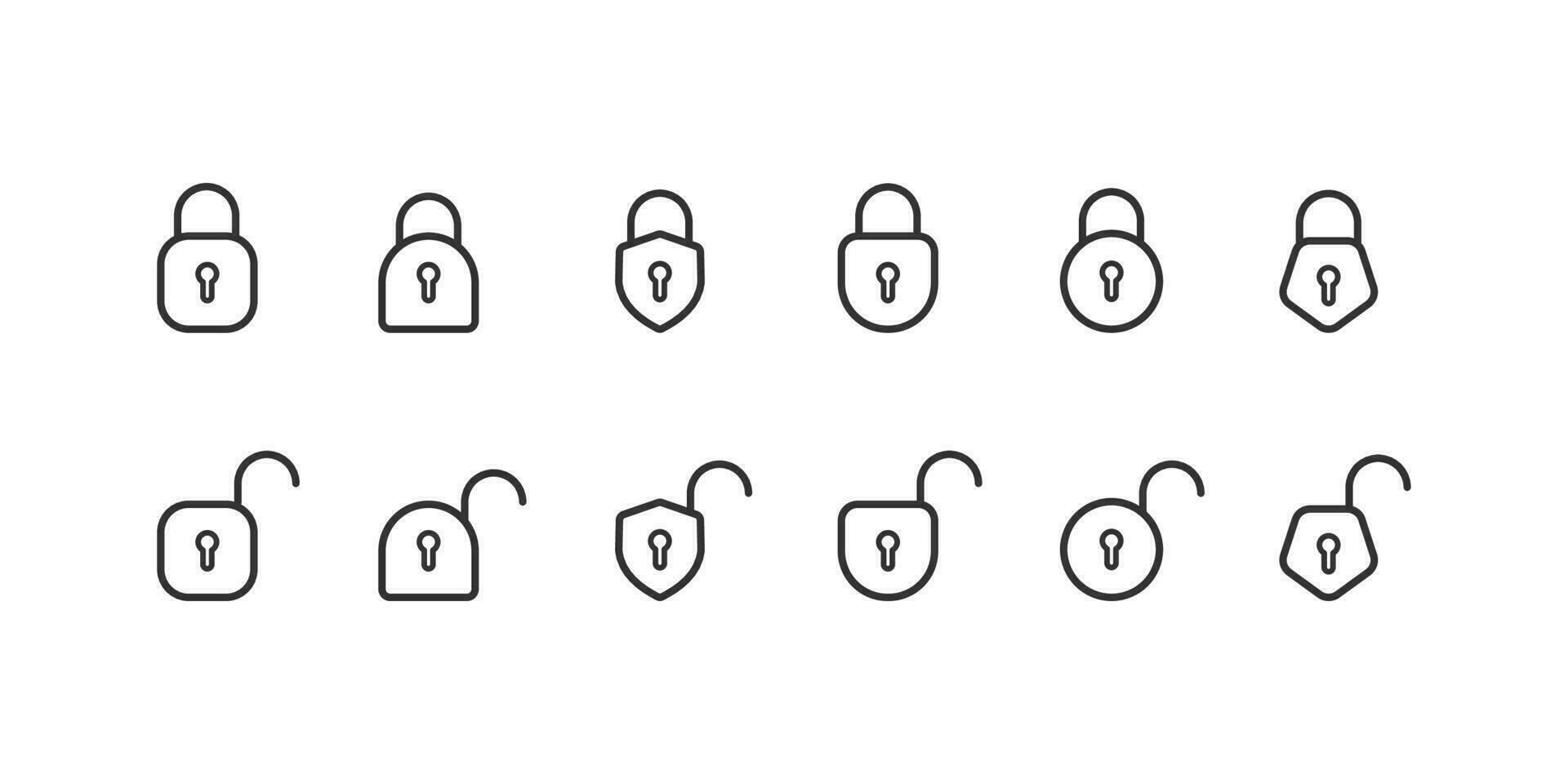 Lock and unlock icon set with editable lines . 23359746 Vector Art at