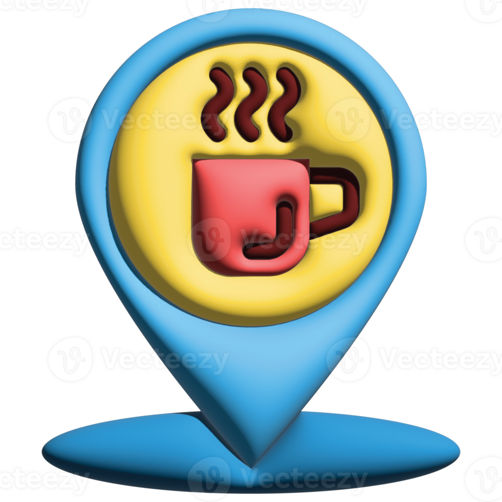 3d coffee shop pin png