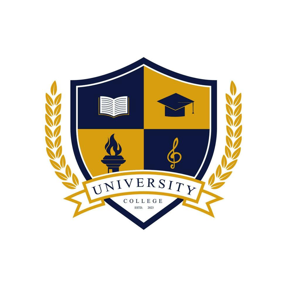 University college school badge logo design vector image. Education badge logo design. University high school emblem