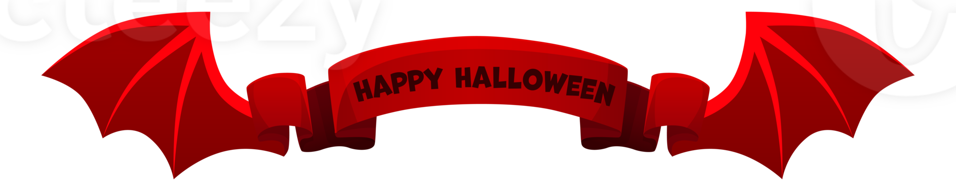 Red ribbon with devil wings for Halloween png